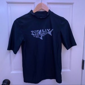 Dark Black/Blue Boys XL Swim T-Shirt